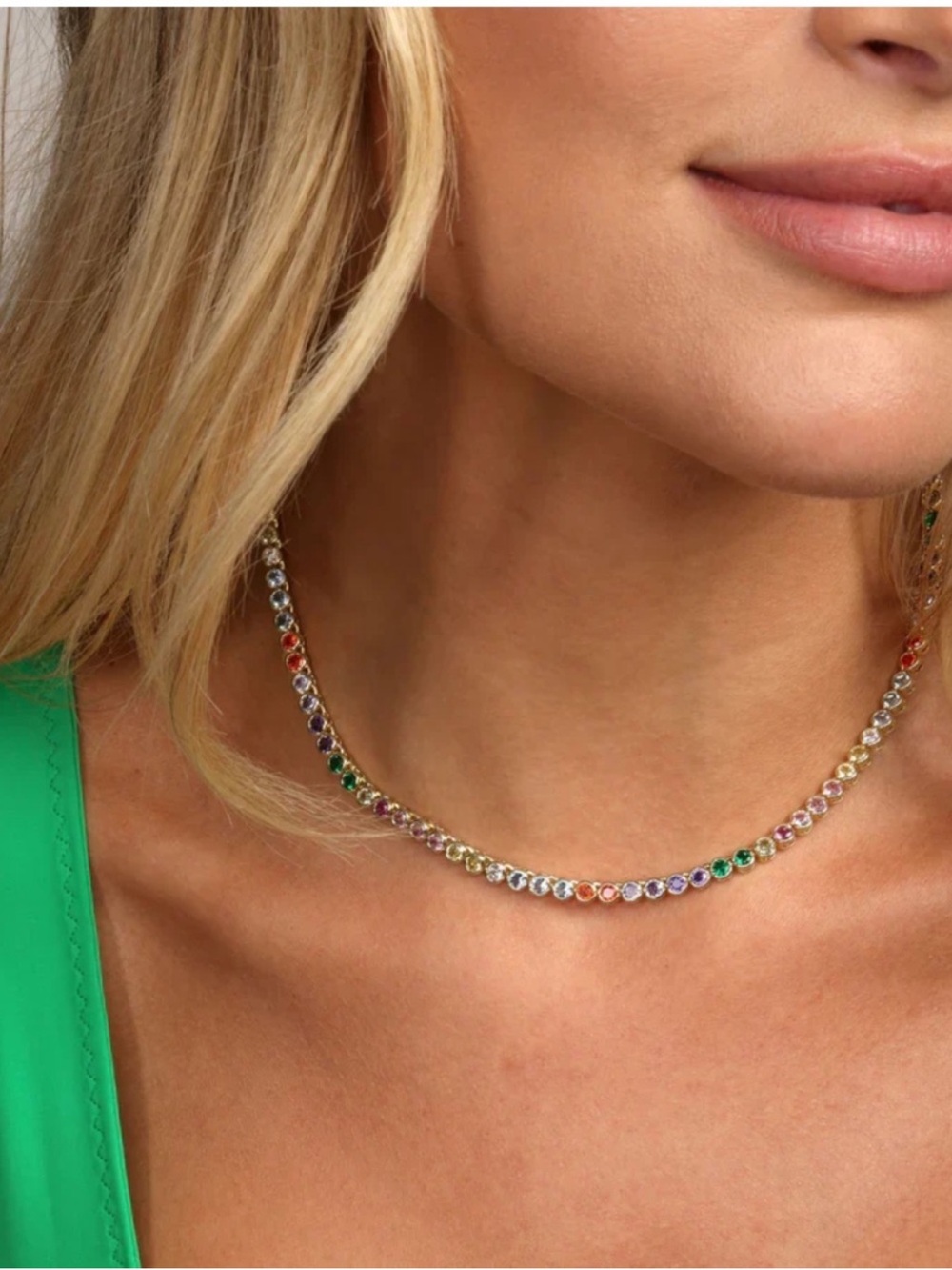 Melinda Maria Rainbow Crystal Baroness Tennis Necklace - Multicolor Stones
